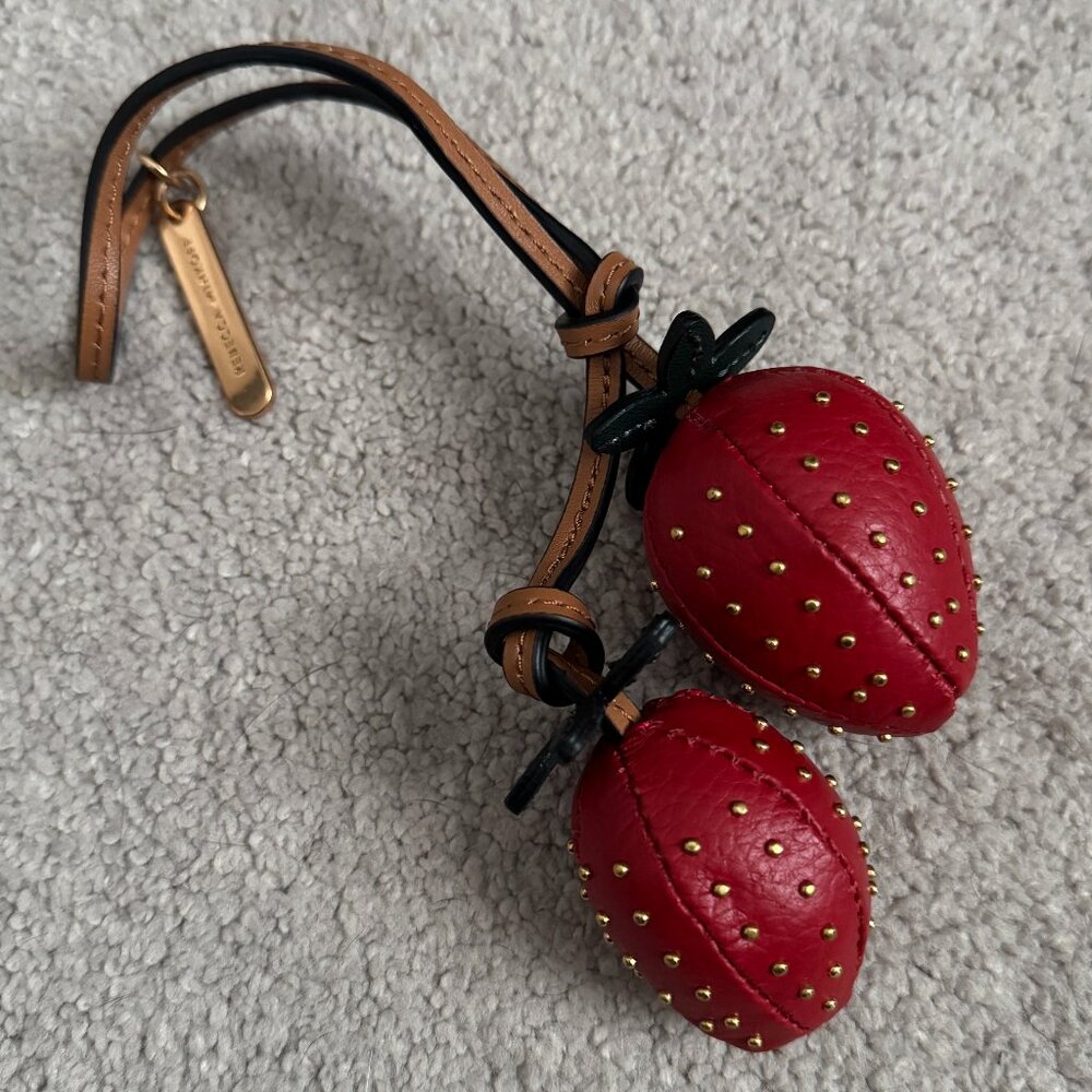 Rebecca Minkoff Leather Studded Strawberries charm, never used